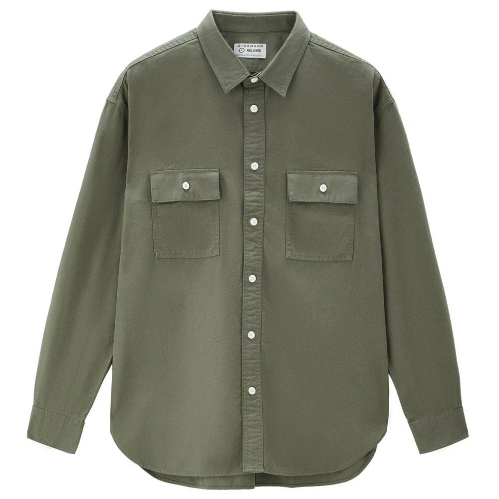 Men's Relaxed Fit Cotton Twill Long Sleeve Shirt - Image 3