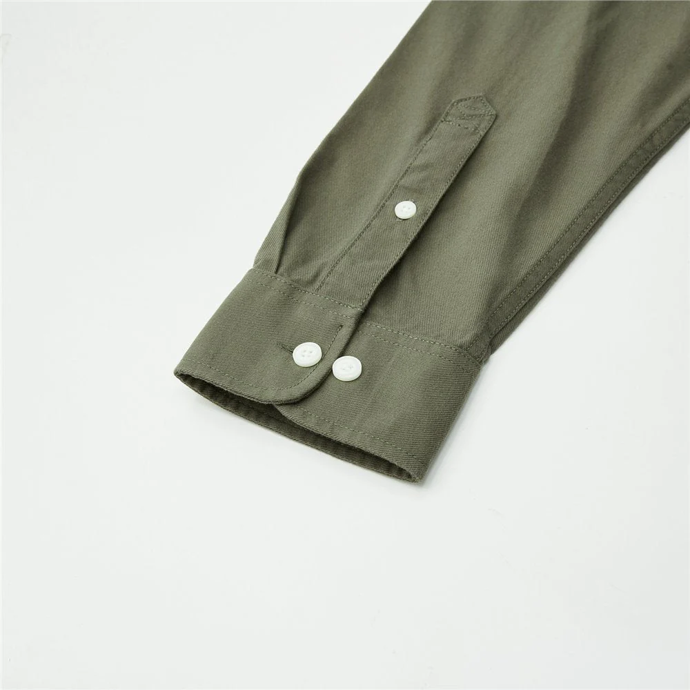 Men's Relaxed Fit Cotton Twill Long Sleeve Shirt - Image 9