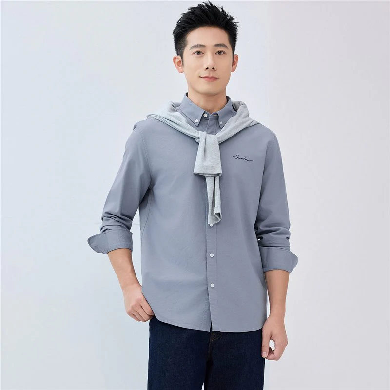 Men's Relaxed Fit Lyocell-Cotton Embroidered Shirt - Image 9