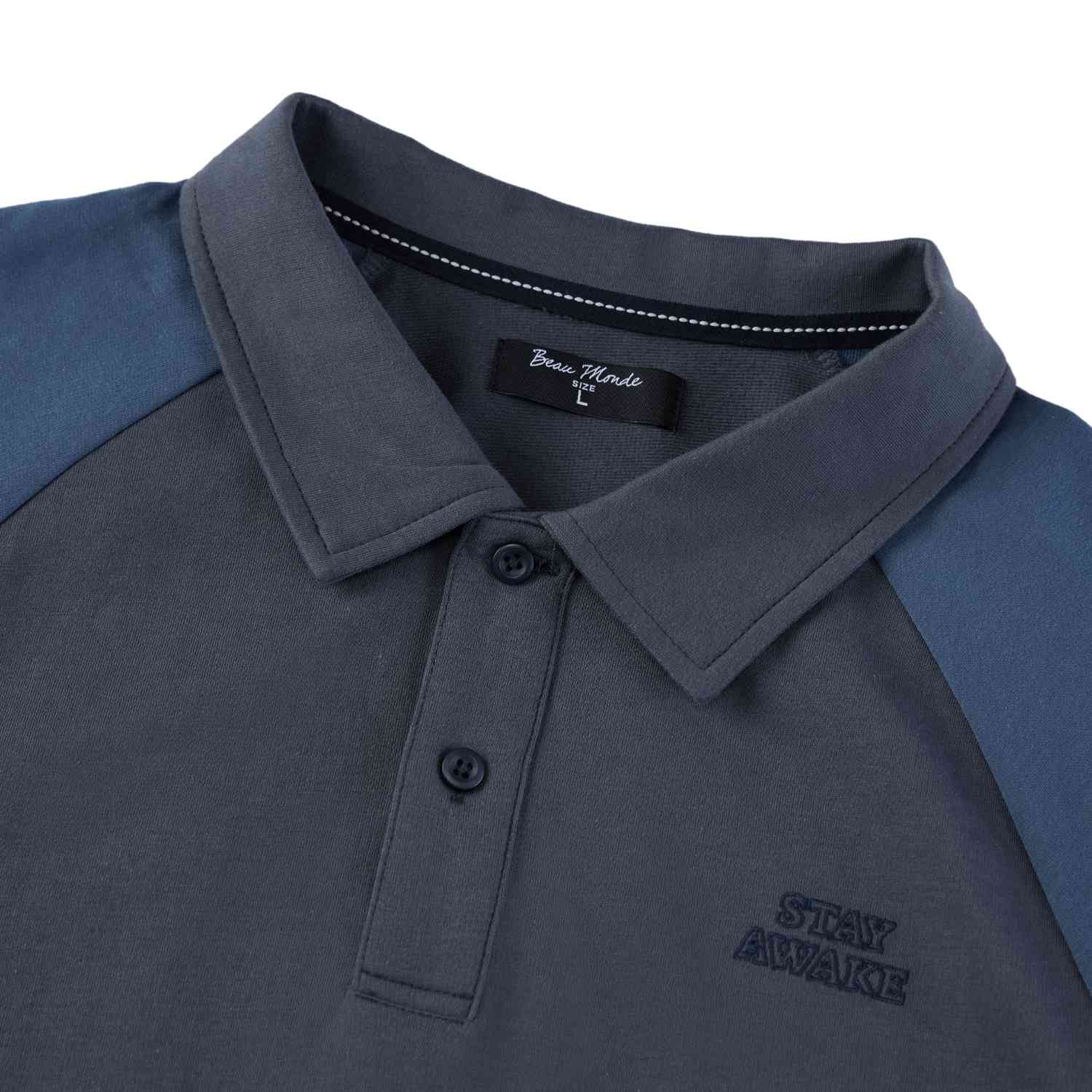 Men's Regular Fit Solid Cotton Jersey Long Sleeve Polo - Image 3