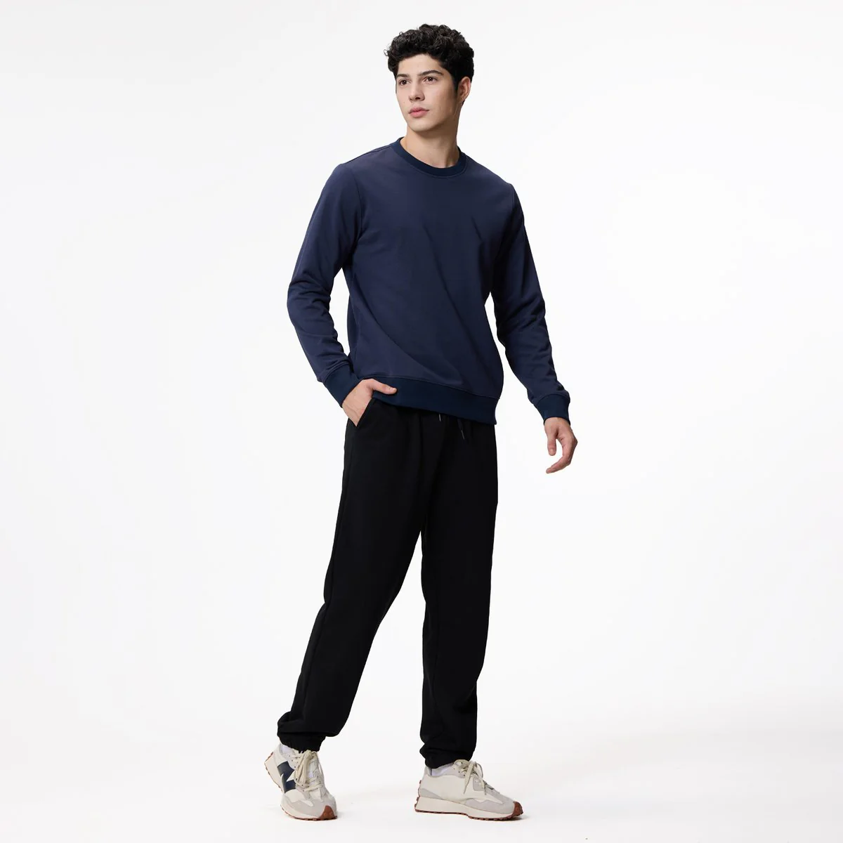 Men's French Tery Crew Neck Long Sleeve Regular Sweatshirt (Beau Monde) - Image 3