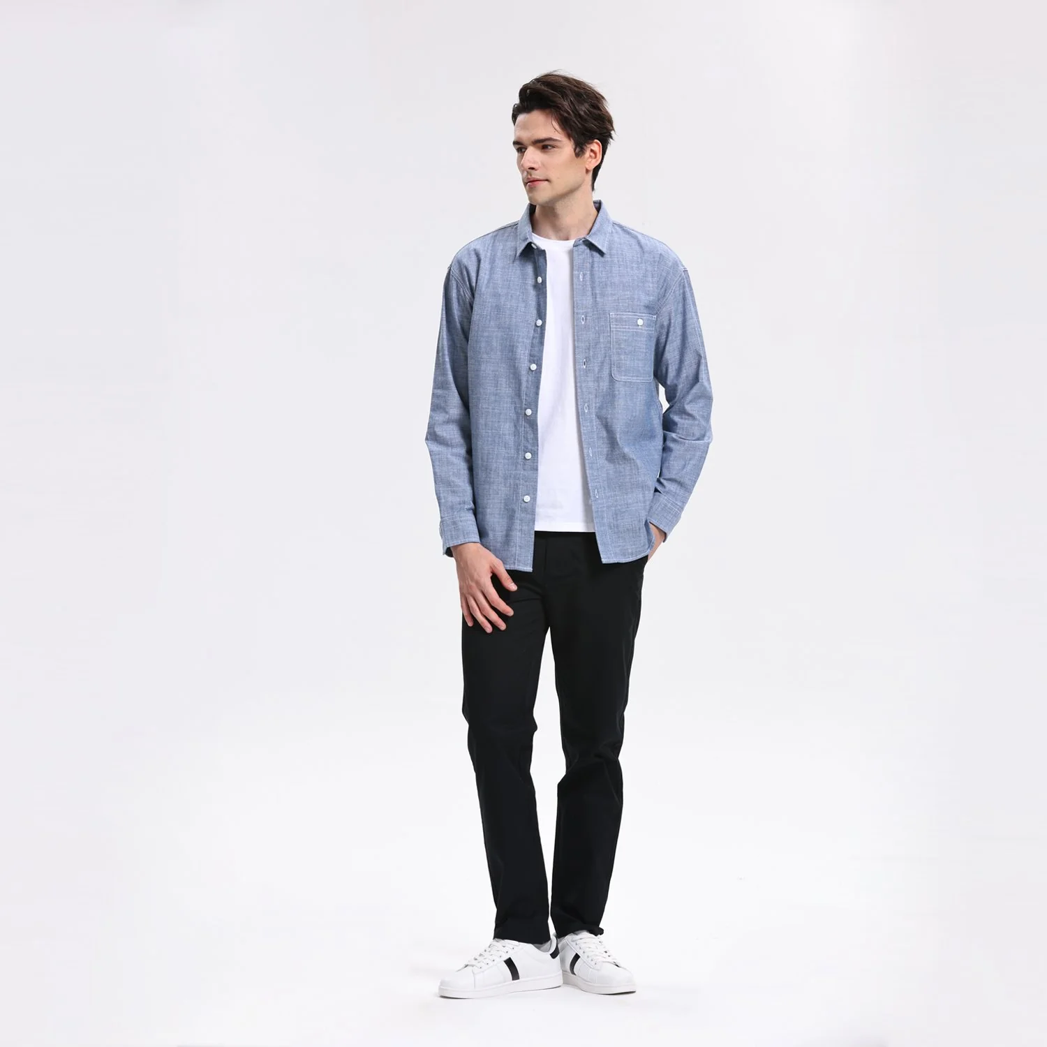 Men's Cotton Chambray Full Opening Shirt - Image 4